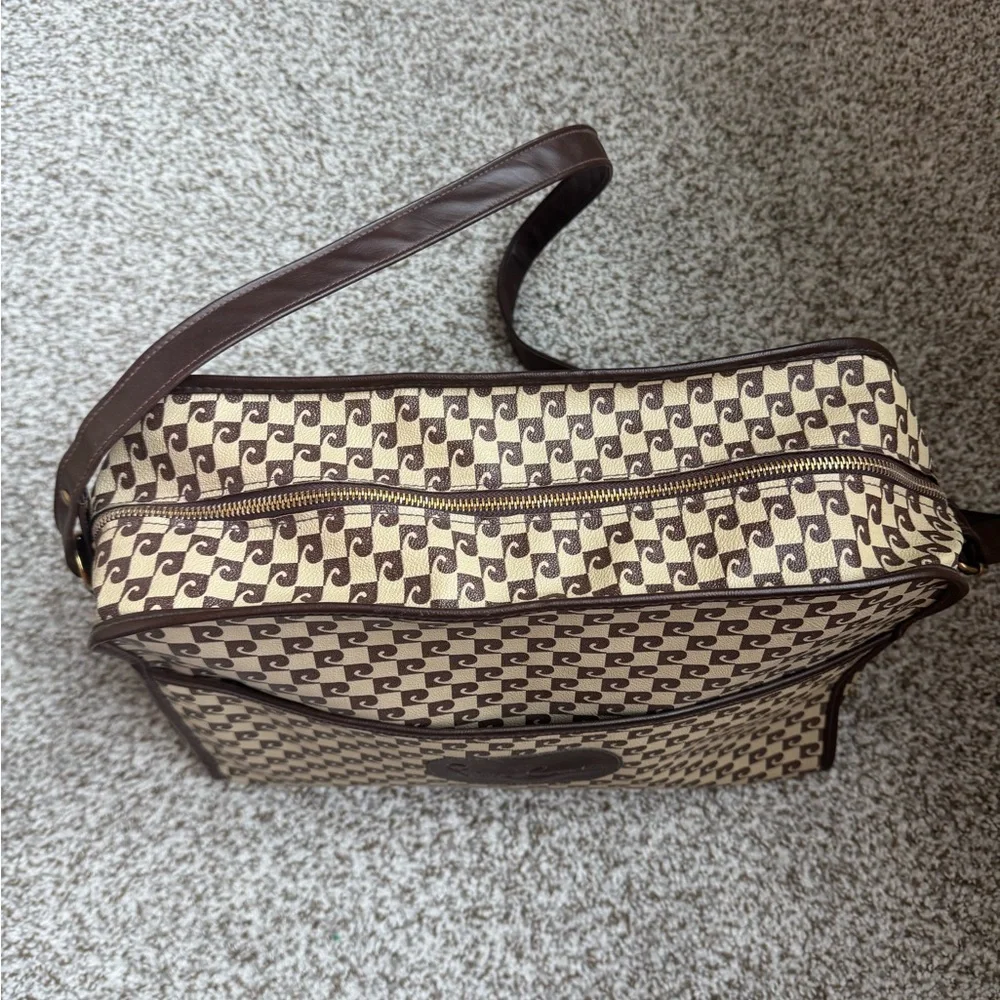 Vintage 60’s Pierre Cardin Tan and Brown Men's Messenger Bag